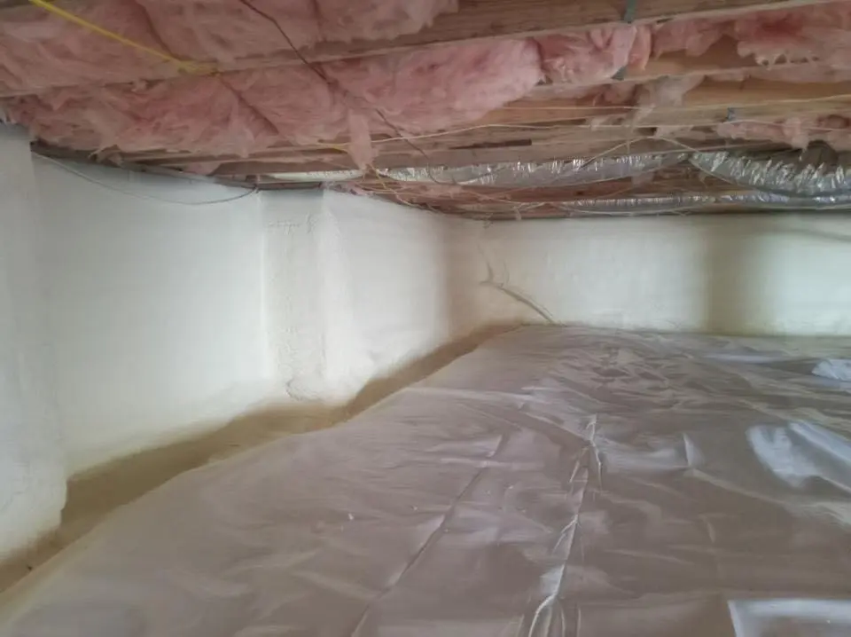 Crawl space encapsulation with closed-cell spray foam for Storm Damage Roof Repair in Bridgeport